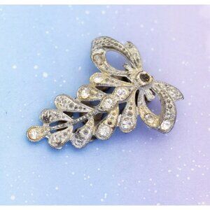 Vintage Art Nouveau Floral Ribbon Clip | Rhinestones Clip | J27